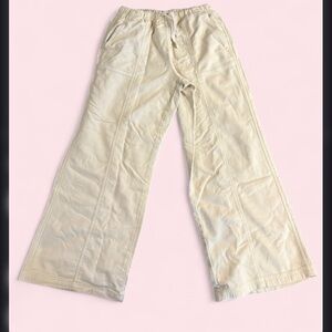 Aerie Cream Jogger Pants Elastic Waist Drawstring Lounge Sweatpants Size M